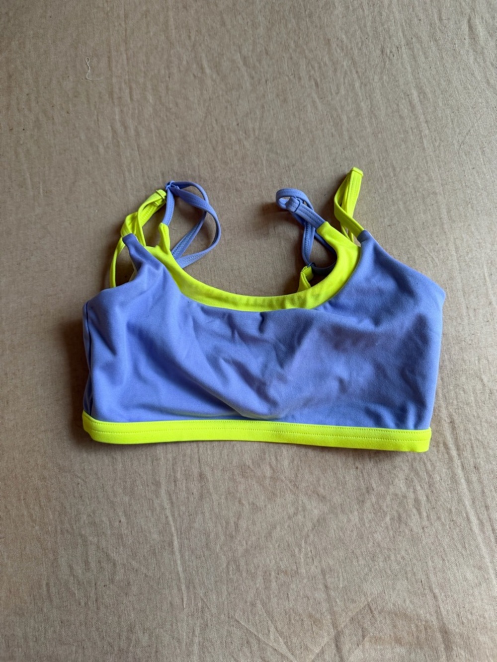 Jo and Jax Lavender Sports Bra with Neon Yellow Trim